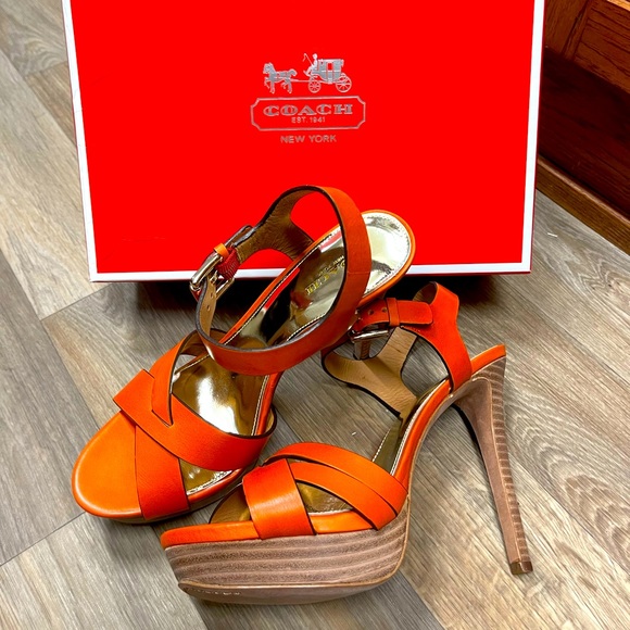Beautiful high heels open toes papaya color! - Picture 1 of 3